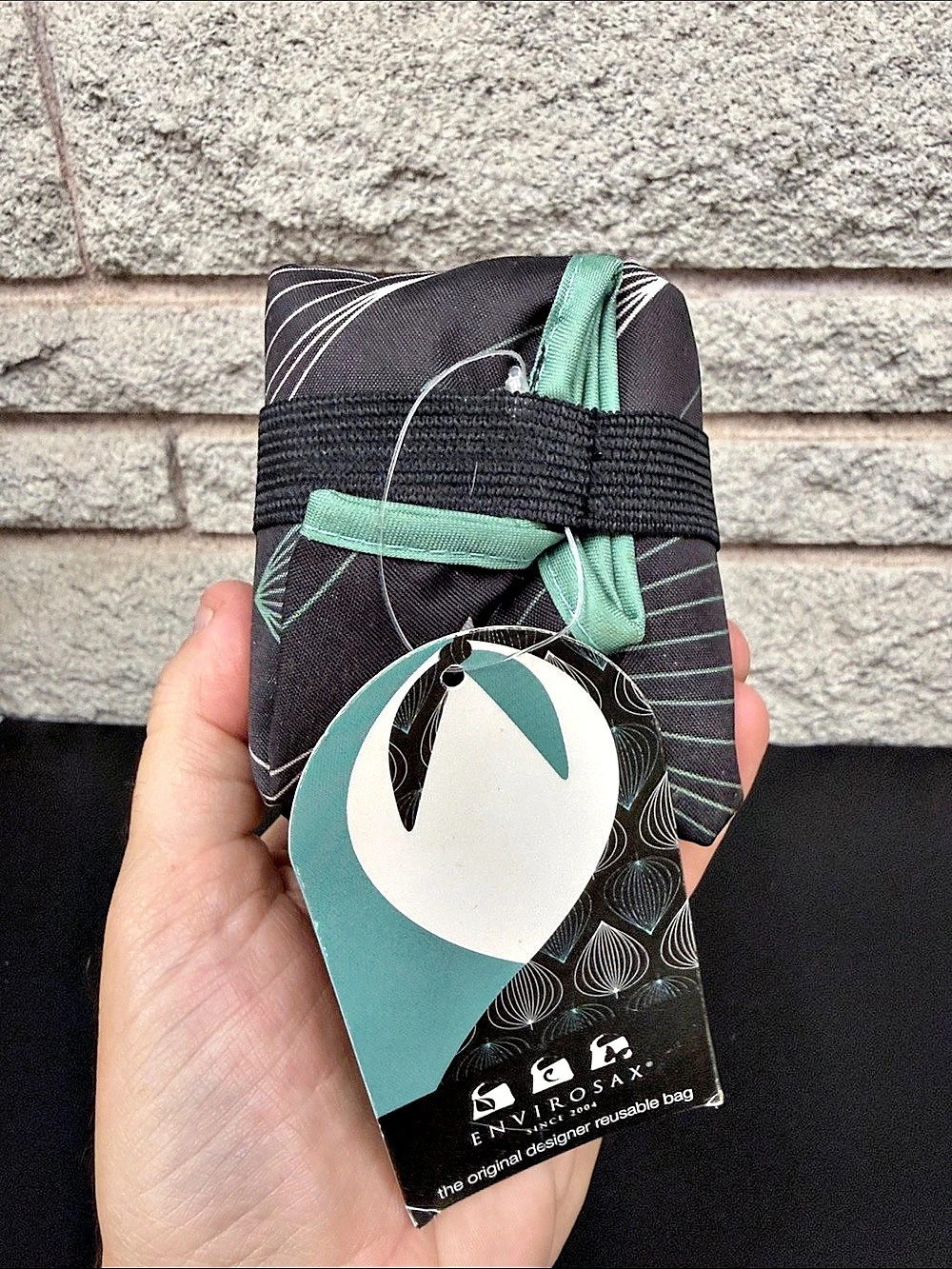 Envirosax Bag 1 Reusable Foldable Bag in Black & Green NWT
